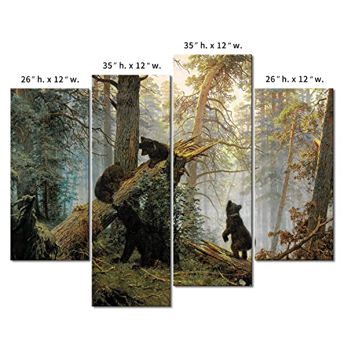 First Wall Art - Bears Play In Forest Broken Tree Wall Art Painting The Picture Print On Canvas Animal Pictures For Home Decor Decoration Gift #TOP6