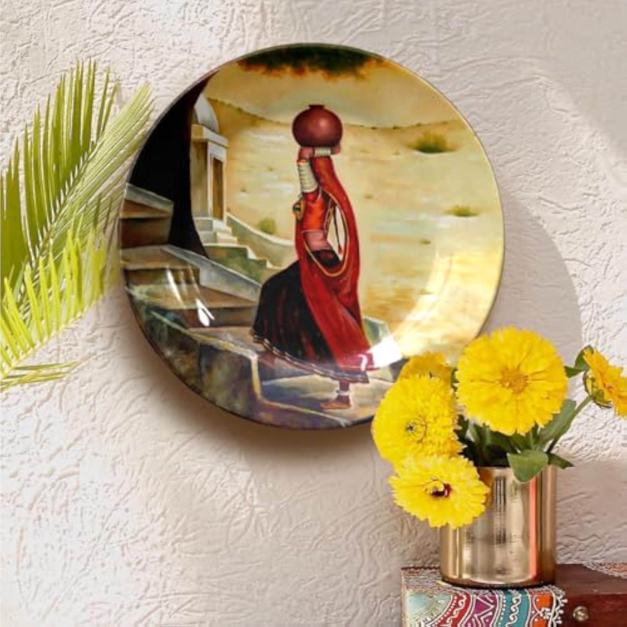Rajasthani Art Ceramic Decorative Wall Plate, Home Decor