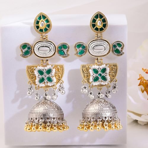 Image of Rubans Oxidised Dangle Earrings Boho Statement Jewellery Gift for Women & Girls