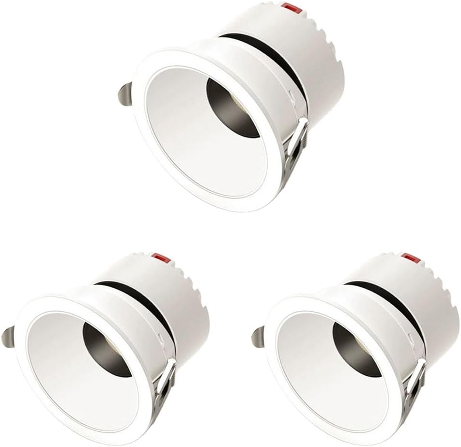 3000K/4000K/6000K Dimmable Spotlight, 7W LED Recessed Downlight, Anti-Glare Ceiling Spotlight with Driver, CRI98 White Lighting Fixture for Living Room Dining Room Corridor 3 Pcs
