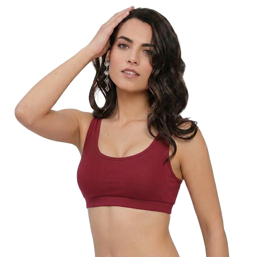 MAX Magic Yoga Women's Non-Padded Sports Bra - Wireless Slip-On Yoga & Lounge Bralette, Full Coverage Activewear (in, Numeric, 32, B) Multicolour-picture-11