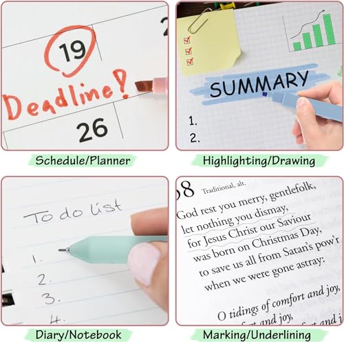 COZCLAM 17 Pastel Highlighters Stationery Set, 12 Aesthetic Highlighters, 5 Black Fineliner Pens and Sticky Notes - Image 4