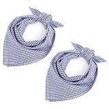 jiawaggag Trachtentuch Halstuch Kariert 50 * 50cm Oktoberfest Damen Outfit Trachtentücher Tuch Bayerische Accessoires für Karneval Oktoberfest Kostümparty (2, Blau Weiß)