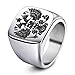 Chevalière Carré Homme "armoiries russie impériale" Acier Inoxydable Ton Argent (60) (64)