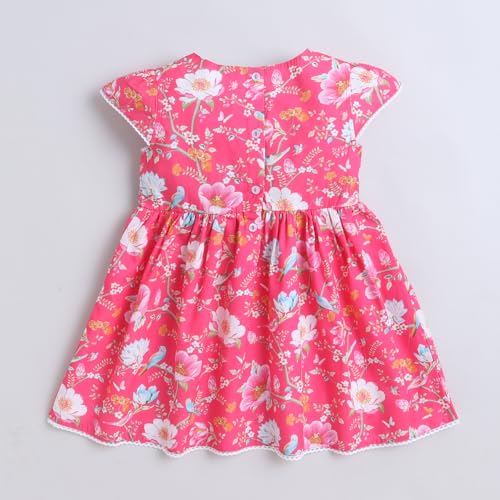 Image of Mama&Bebe Summer Dress for Girls with Cotton Soft Lining | Printed Fit & Flare Kids Outfit with Cute Bow Detail | Comfortable Breathable Party & Outing Dress for Toddlers and Little Girls