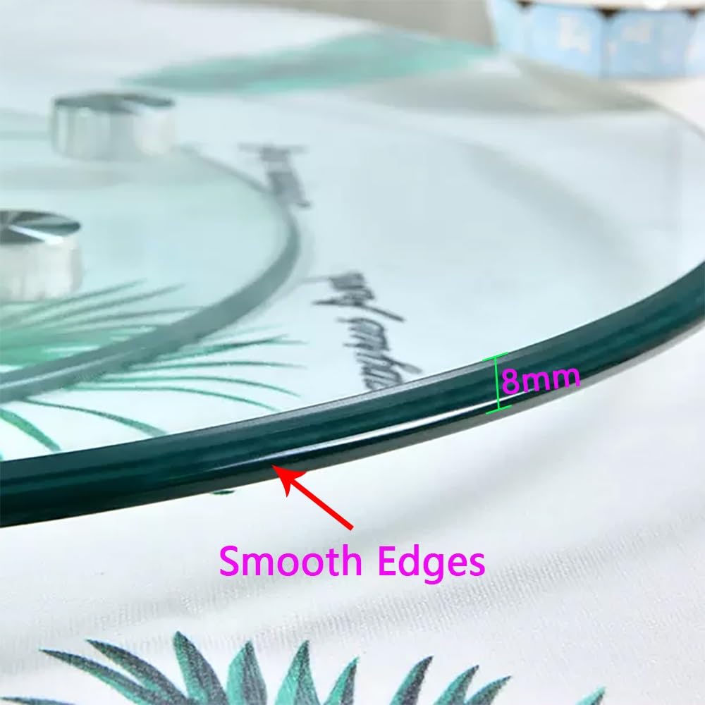 Plateau Tournant Rond en Verre De 76 Cm À 71 Cm, Plateau De Service Pivotant Transparent avec roulettes, Plateau Central pour Table À Manger, Silencieux Et Lisse (70 Cm/27")