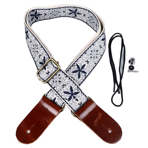 Embroidered Ukulele Strap, Stylish & Comfortable, Adjustable Length, Suitable for All Ukuleles (Style 2), Default