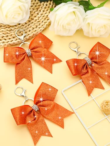 Image of Tondiamo Cheer Bow Keychain Cheer Keychain with Rhinestones Cheerleader Keyrings for Team Gift Cheerleading Sports Accessory