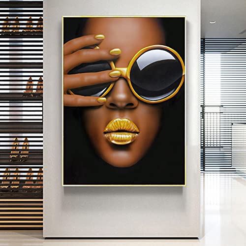 Tableau pop art graffiti avec portrait de femme aux lunettes pour salon moderne 60x90 cm