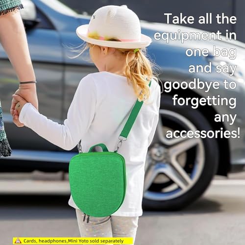 Image of Hard Case Compatible with Yoto Mini (2024 Edition), 3-in-1 Travel Bundle: Silicone Cover + Case with Shoulder Strap (Fits Mini Player & Headphones) + Up to 10 Card Holder for YOTO Cards (Green)