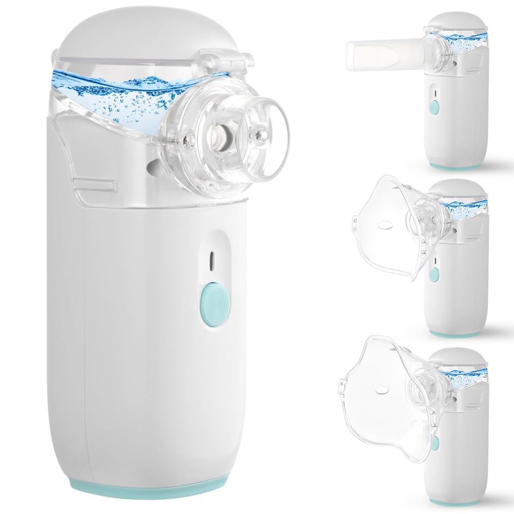 Nebulisateur pour Adultes, Nebulisateur Portable Rechargeable pour Adultes et Enfants, Inhalateur Silencieux pour Enfants avec 2 Masques et Embout Buccal, pour Usage Domestique et en Voyage