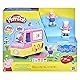 Play-Doh Peppas Eiswagen Bastel-Set, 3 x56g Dosen und 2 x 28 g Dosen Modelliermasse, Peppa und Schorsch Figuren und viele Accessoires und Formen, kreatives für Kinder ab 3 Jahren
