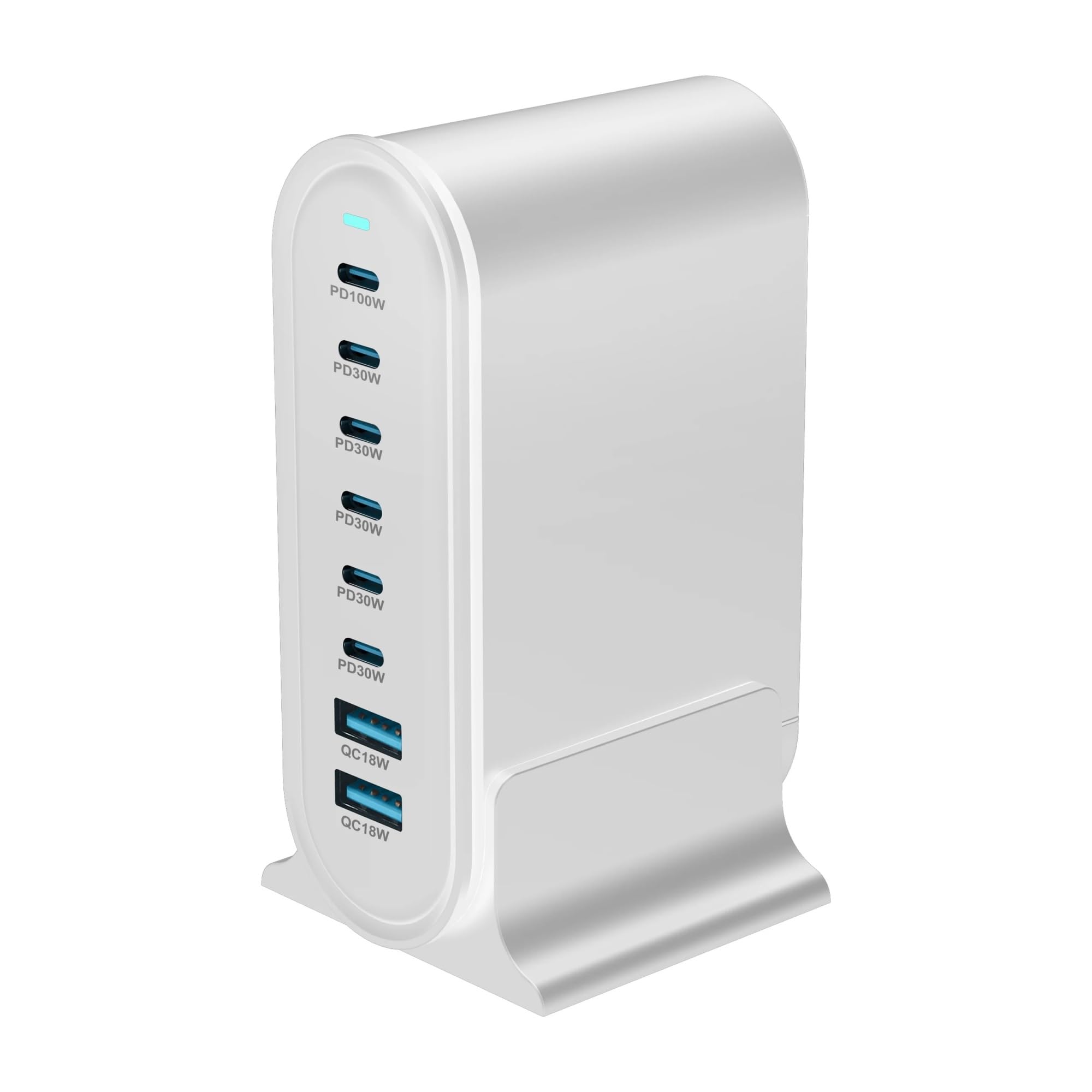 286W gan charger Multi USB Charging Station 8 Port Hub Type C Charger 100w PD Fast Charging Smart 65w(E-U-Plug,White)