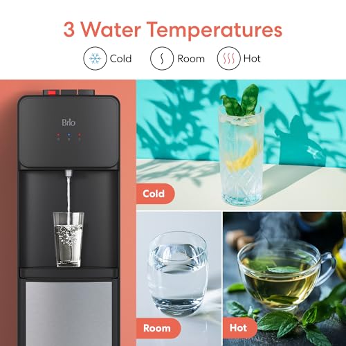 Image of Brio 130SS Series Top-Load Dispenser, Hot & Cold, Black & Stainless Steel