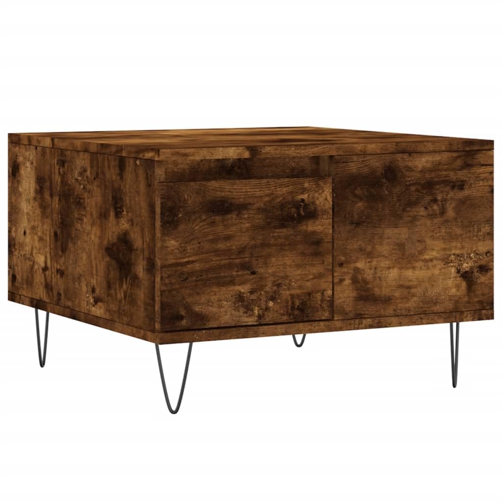 Homgoday Tavolino da caffè in rovere fumé, 55 x 55 x 36,5 cm, in legno ingegnerizzato, tavolino da tè per soggiorno, sala d'accoglienza degli ospiti, camera da letto e ufficio, tipo 1
