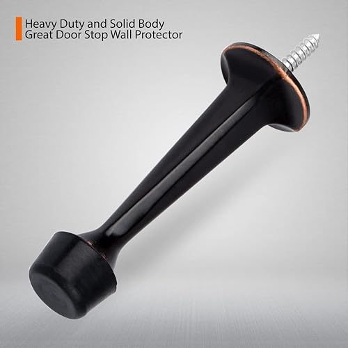 Miniatura 2 de KOVOSCH Paquete de 6 topes rígidos para puerta, resistentes y duraderos, protectores de pared con puntas de goma suave, bronce aceitado