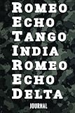  Retired Journal: Funny Camouflage 6x9 Notebook Military Retirement Gift Navy Radio Ham Phonetic Alphabet Black Camo Police Chief Army Pilot Marine Air Force Coast Guard Officer Note Book