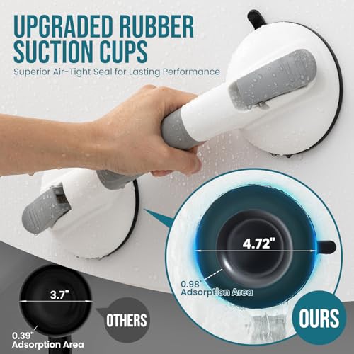 Image of TAILI Shower Grab Bars,Suction Shower Handles,Upgraded,Maximum 330lbs,Grey