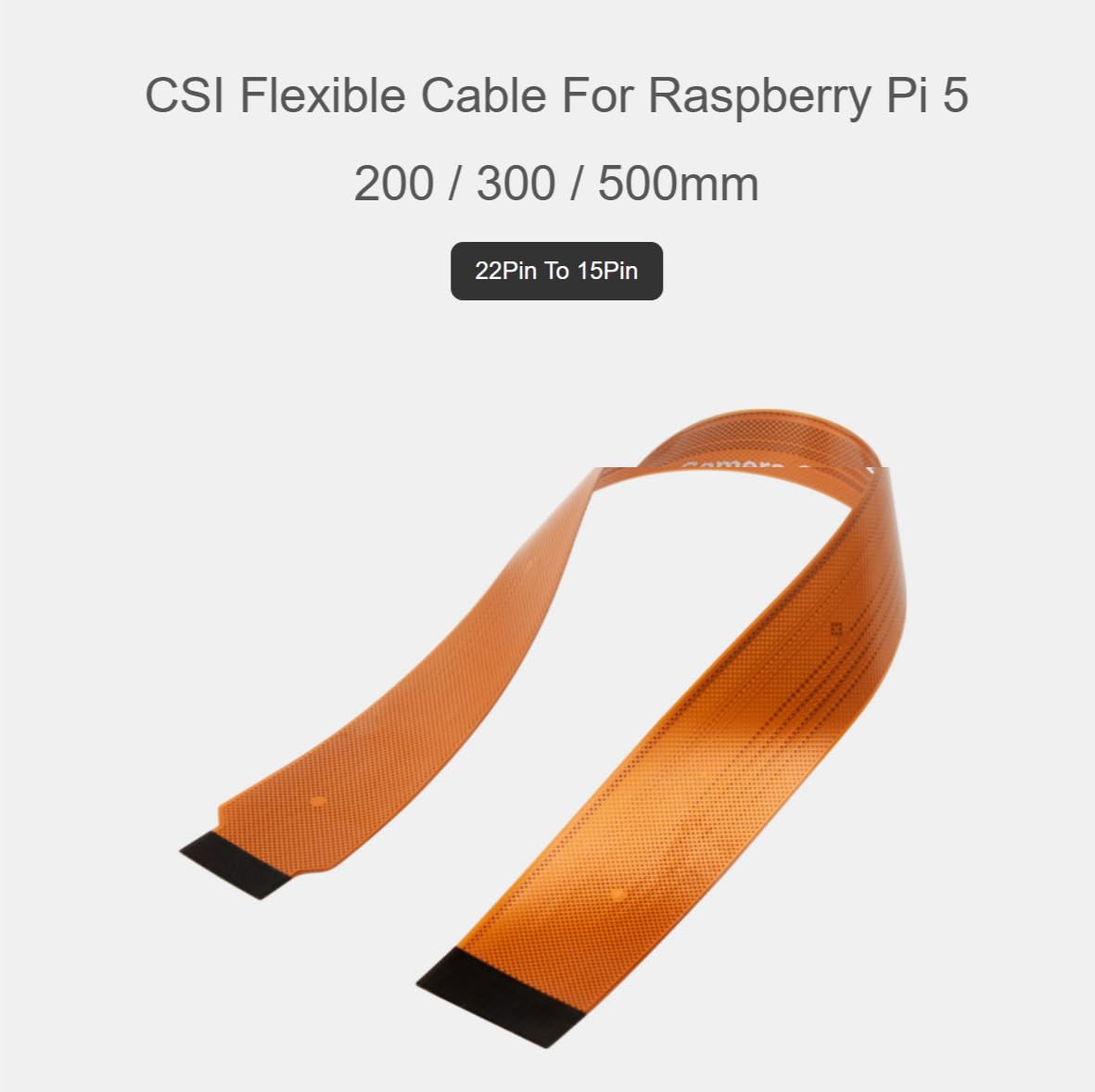 TUOPUONE CSI - Cable flexible FPC compatible con Raspberry Pi 5 opciones de 22 pines a 15 pines para 300 mm, adecuado para módulos de cámara CSI, película de blindaje EMI negra en ambos lados