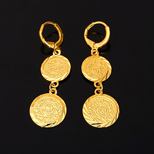 U7 Colar Allah para mulheres/homens, banhado a ouro 18K, quadrado, oval/moeda/coração/lua crescente,