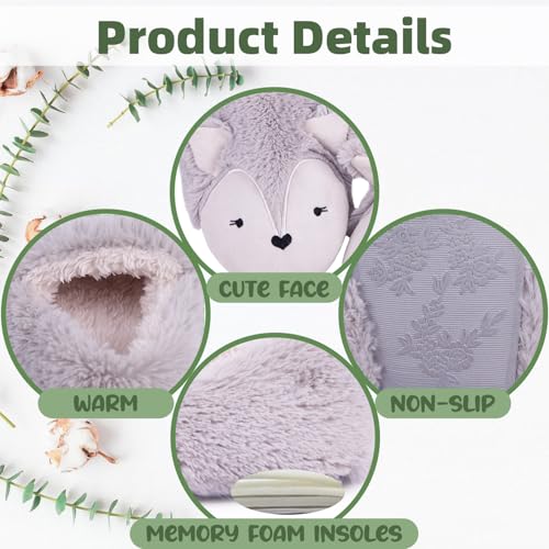 Women Animal Fox Slippers|Cute Fox Slippers for Woman|Kawaii Animal Funny Slipper for Adults|Novelty Warm Fuzzy House Slipper Indoor Outdoor2