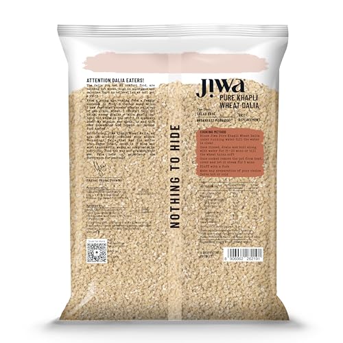 Image of JIWA healthy by nature Pure Khapli Wheat Dalia | Cooks In 15 Minutes | Broken E Mmer Daliya | Low GI | Suitable For Diabetics | 500 G (Pack of 5)