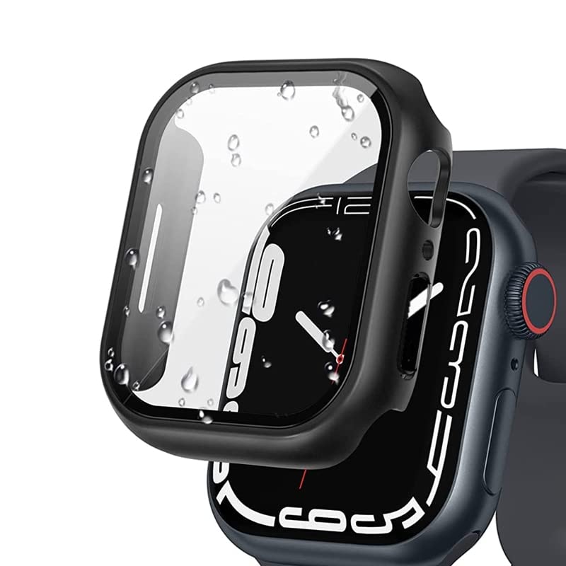 Boîtier Apple Watch 45mm avec verre trempé intégré noir pour iWatch Series 8