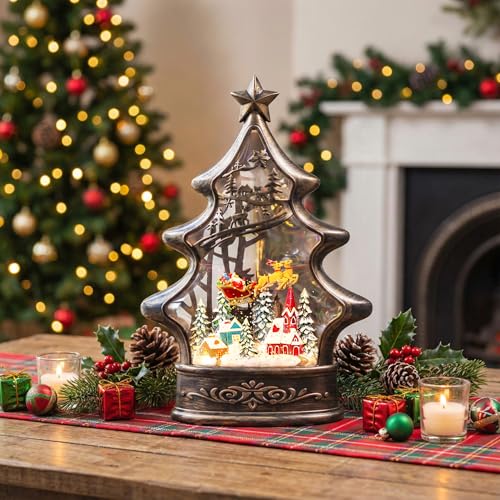 Caja de música navideña con luces LED y movimiento continuo de Papá Noel 7