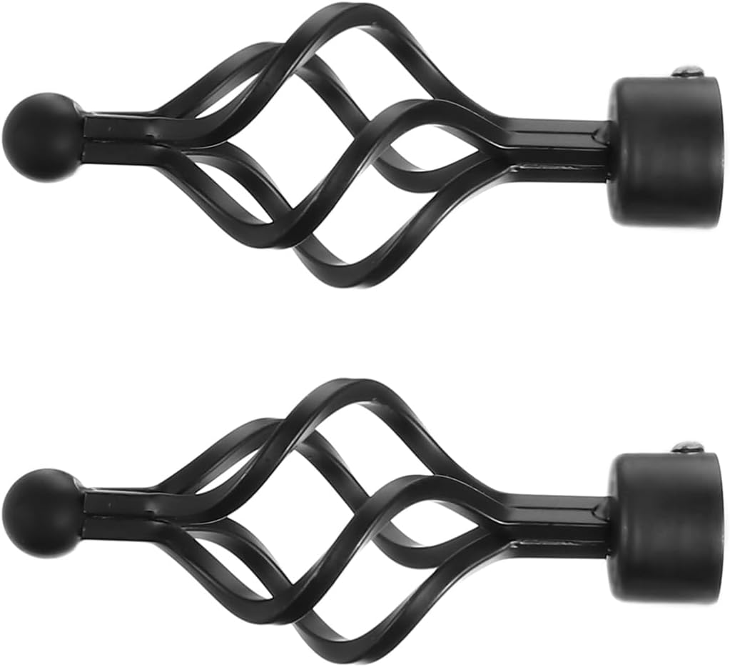 2pcs Decorative Curtain Rod Final Farmhouse Curtain Ends Pole End Cover Spiral Rod End Cap Decoration Pole Head Rod Accessory Wrought Iron Black