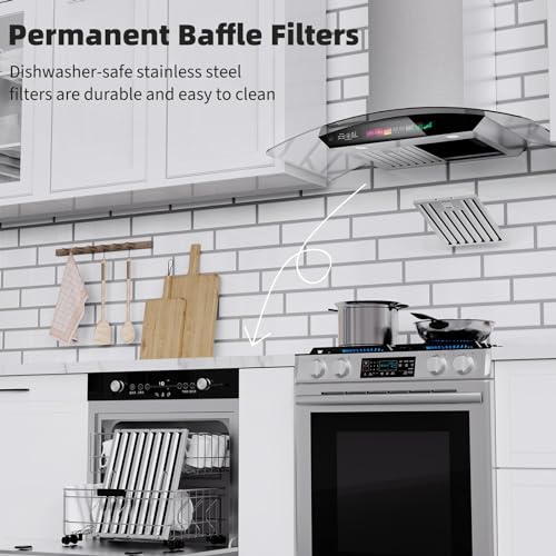 Brano GS01S-V36--GM 36 Inch Wall Mount Range Hood Tempered Glass 900 Cfm thumb #4