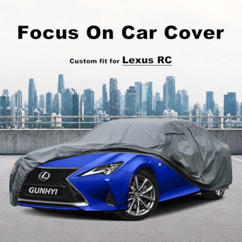 Image of GUNHYI Premium Car Cover Custom Fit Lexus RC, 16 Layers Heavy Duty Car Cover Waterproof All Weather with Zipper Door for Sun Rain Snow Dust Uv Protection
