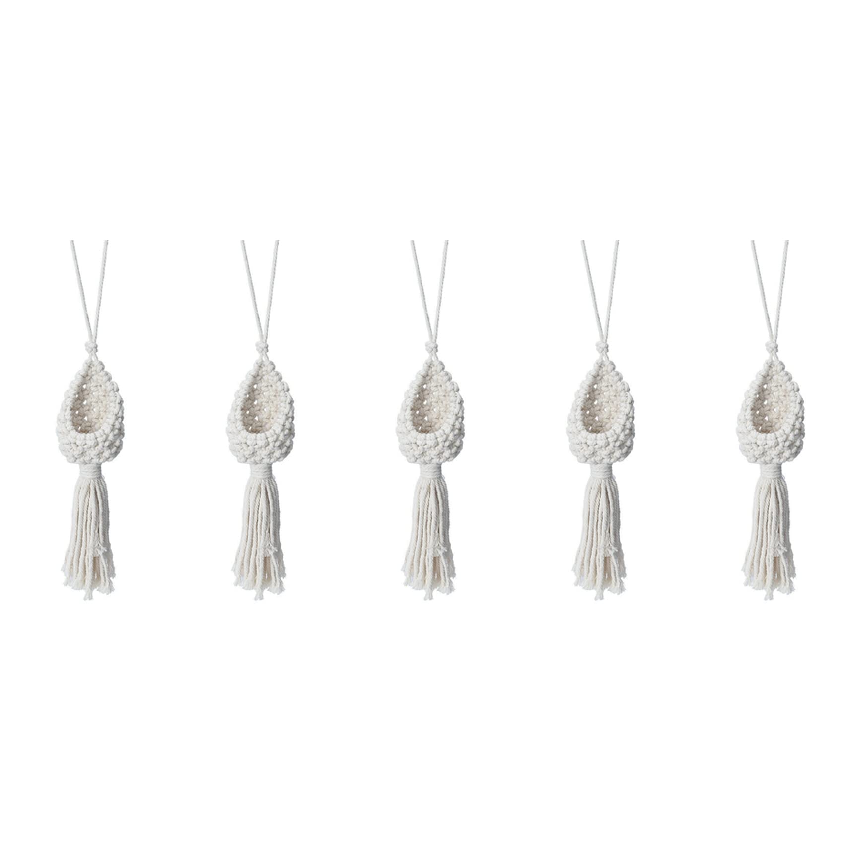 Hndhbfgrt 5X Boho Macrame Air Plant Hanger Tillandsia Hanging Basket Rope Holder Flower Home Decor (13CM)