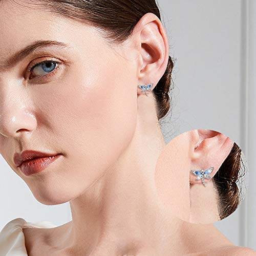 AOBOCO Dragonfly Earrings Studs Sterling Silver Hypoallergenic Earrings for Women Birthstone Stud Earrings Animal Jewelry for Women with Crystal Birthday Christmas Holiday Gifts2