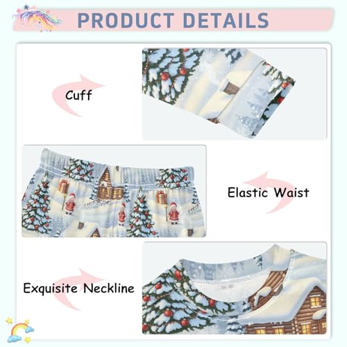 Pajama Sets Long Sleeve Christmas Village Scene Pattern Soft Comfy Sleepwear 2 Piece PJS 3-8T4