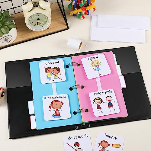 Ctosree 246 Pcs Communication Book Small Tools for Visual Schedule Picture Cards Include 3 Ring Binder Dividers 100 Adhesive Labels 5 Card Dividers for Kids ADHD(Multi Color) - Image 3