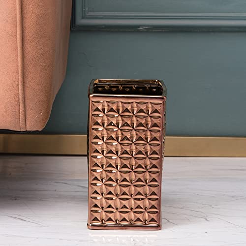 2.3 Gal Trash Can For Bathroom, Small Office Garbage Can For Kitchen, Slim Rectangular Waste Bin, Ceramic, Bronze #TOP3