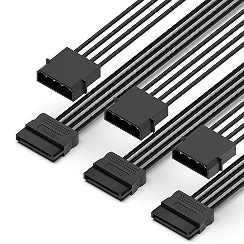 QIVYNSRY 3 Pack SATA 15Pin Female to IDE Molex 4Pin Male HDD Extension Power Adapter Cable for Serial ATA Hard Drives, SATA HDD, SSD, CD Driver, CD Writer, CD ROM Drives 18 Inch(50cm)