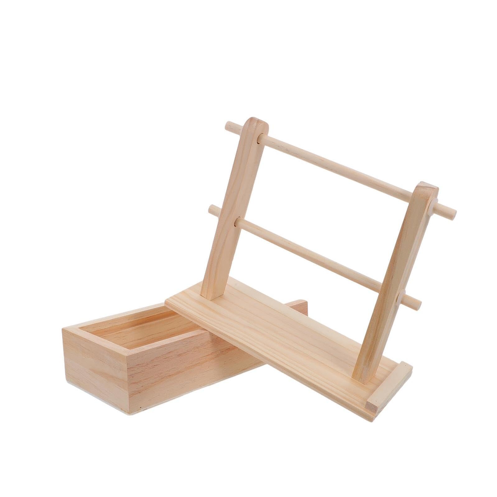 Holz Garnhalter Doppelstock mit Nadel und Garnbox Abnehmbarer Garnwickler Tragbarer Garnorganizer für Stricken Häkeln Platzsparendes Strickzubehör für Bastelbedarf
