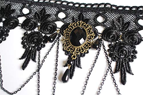 Collier gothique Lolita chaîne perles et pendentif vampire rétro