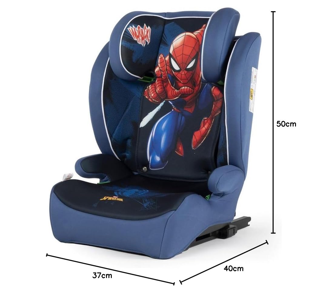Silla de coche con accesorio ISOFIX para la seguridad de las niñas con una altura de 100 a 150 cm (Spiderman)