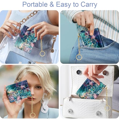 Image of Trifold Womens Wallet Small Slim RFID Blocking Card Wallet Cute Credit Card Holder Leather Mini Purse with Cash Pocket 7 Card Slots ID Window, Mandala