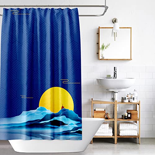 Rideau douche 200x180 hydrofuge lavable polyester style chinois - 4