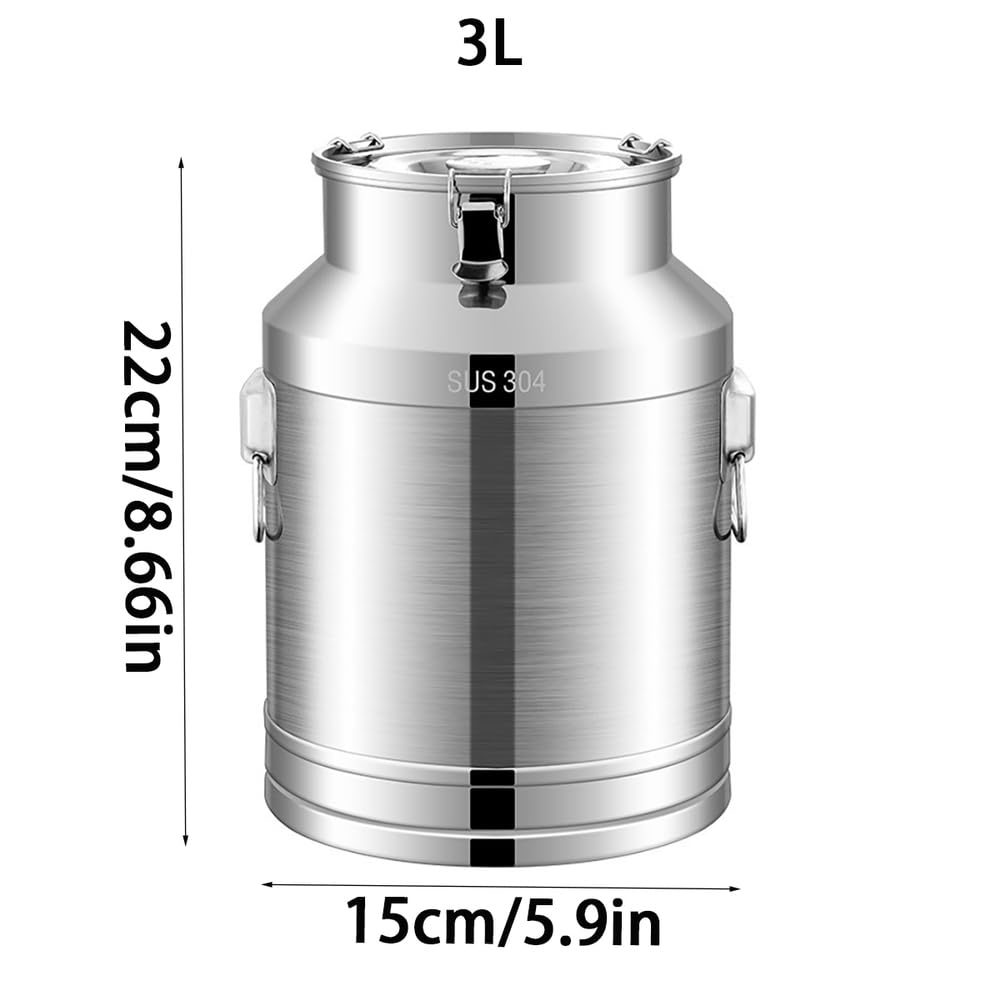 Milchkanne aus Edelstahl, mit versiegeltem Deckel für Aufbewahrung und Wein, robuster, luftdichter Behälter, 28 l