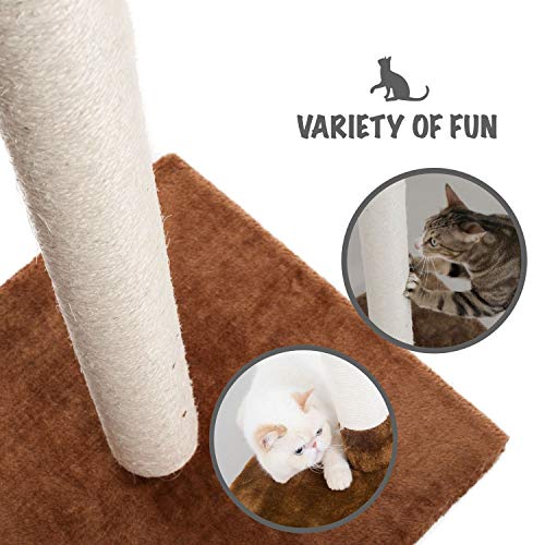 Rascador para Gatos Torre 24.5" Alto Base 16x16 Blanco Beige miniatura 4