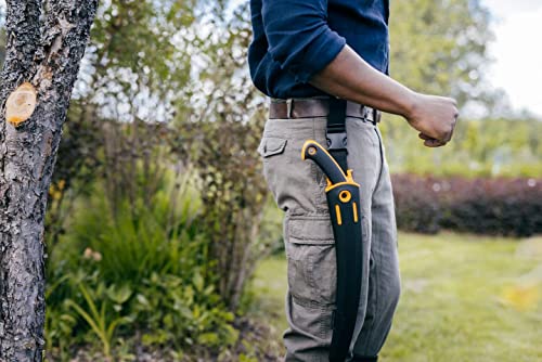 Fiskars Profi Handsäge für frisches Holz, Grobzahnung, Hochwertiges Stahl-Sägeblatt, Inklusive Aufbewahrungsköcher, Schwarz/Orange, Sägeblattlänge: 33 cm, SW-330, 1020199