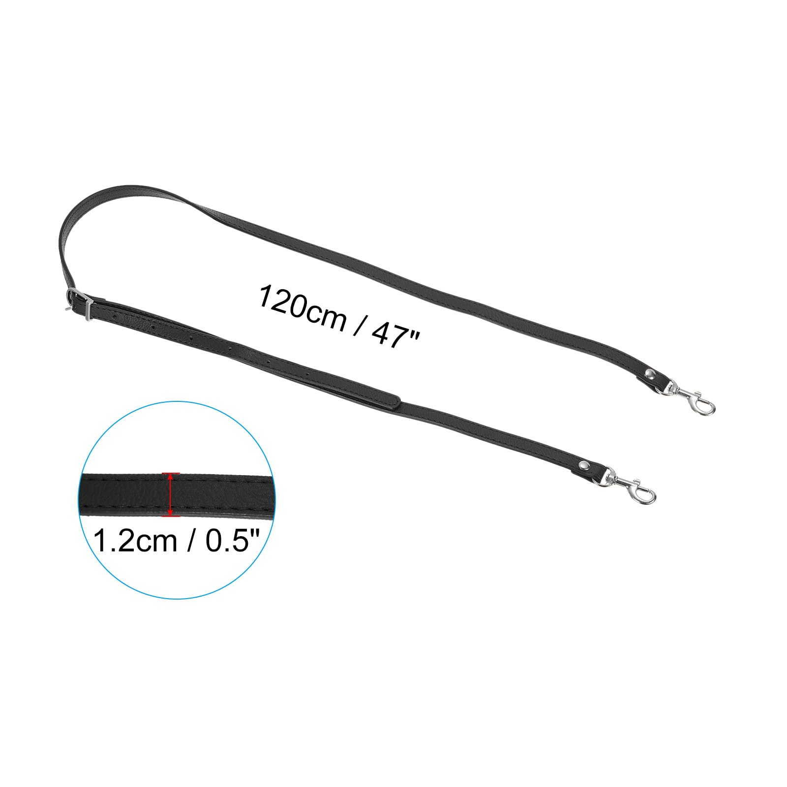 PATIKIL Leather Purse Strap Replacement 47 Inch, PU Adjustable Shoulder Crossbody Replacement Strap with Silver Hardware, Black - Image 2