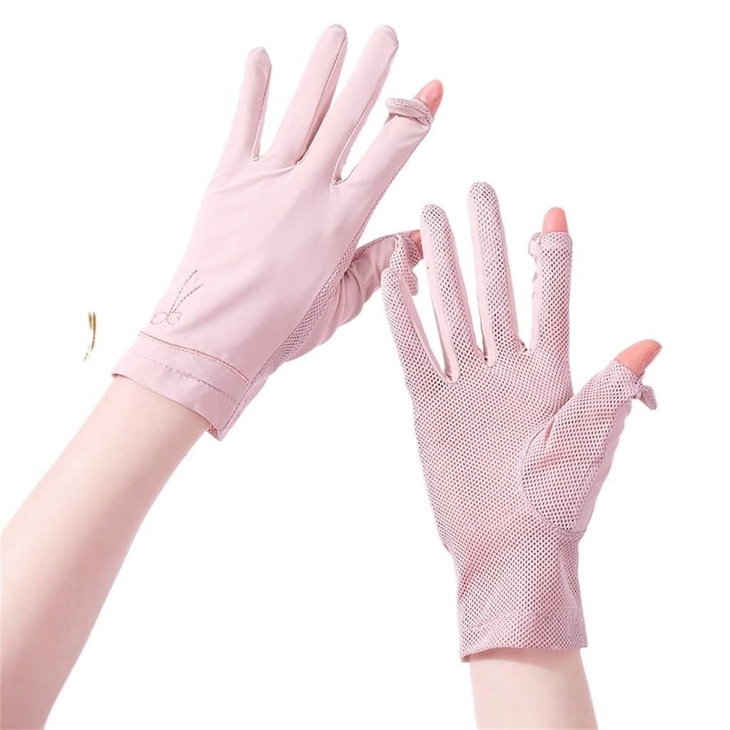 Ice Silk Gloves Thin Cool Feeling Flip Cover Fingerless Mesh Breathable Ice Cool Sports Touch Screen