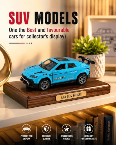 Image of Sky Tech SUV Die-Cast Pull Back 1:64 Toy Car Set of 4 with Openable Front Doors Mini Metal Racing and Collectible Cars for Kids and Collectors Realistic Model Beautiful Display Piece for Gift