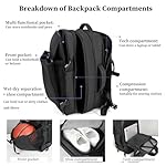 Vacuum Compression Backpack, 60L Expandable Vacpack, Waterproof Carry-On Anti Theft Airback, Black - Image 5