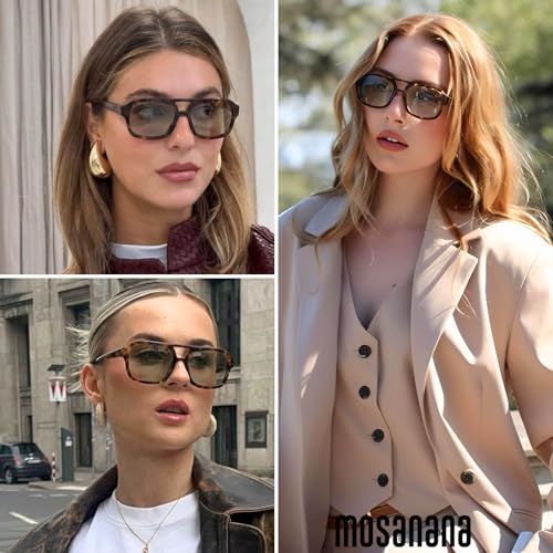 Image of mosanana Small Square Aviator Sunglasses for Women MS52362 | Retro Narrow Frame, UV400 Protection, Designed for Daily Outfits, Travel and Fashion Looks